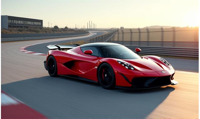 Limited edition supercar with sharp lines and intricate detailing on a racing circuit