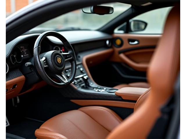 Highly customized luxury sports car interior with artisanal detailing