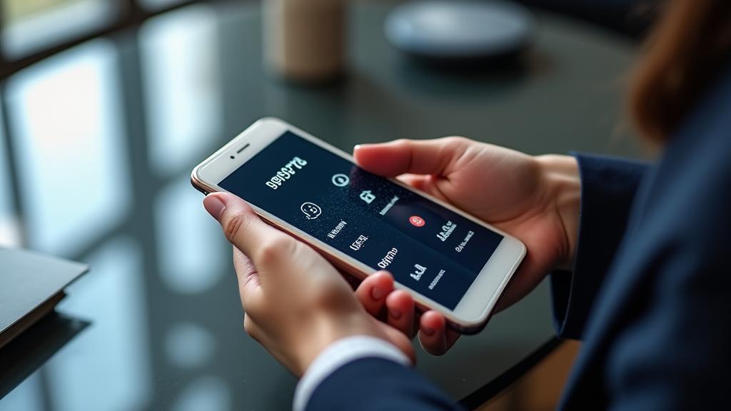 Elegant hand holding a smartphone with secure banking or data management app, representing user control over information